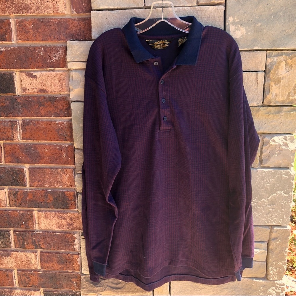 Eddie Bauer Purple/Navy Patterned Shirt Men Lg